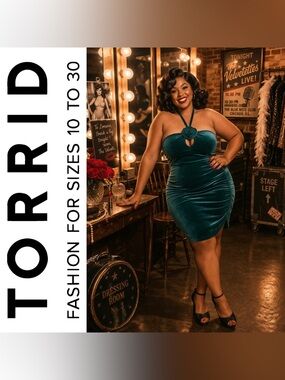 Torrid Retro Chic 1950s Botanical Green Velvet Bodycon Mini Dress, Large, NWT!